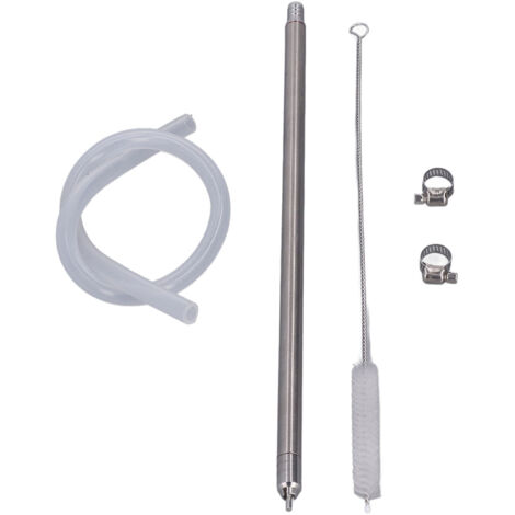35.2cm Length Spring Loaded Beer Bottle Filler Stainless Steel Wine Bottle Filler Wand with Cleaning Brush Hose Clamp