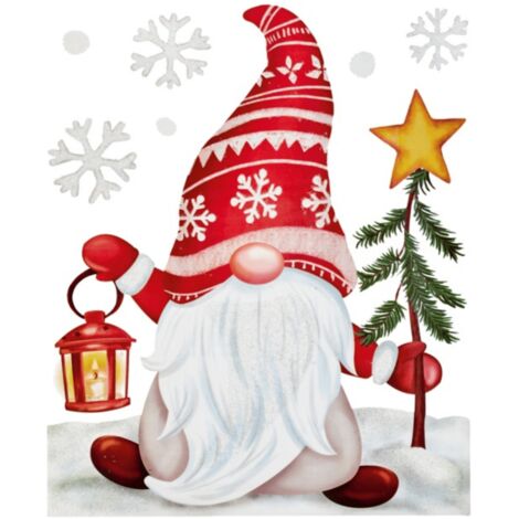 35cm Christmas Gonk in Snow Scene Window Decal Decoration with Glitter