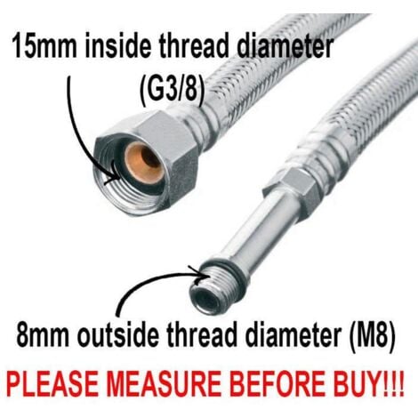 FLEXITALY 35cm Long M8 x 3/8 Inch BSP Flexible Tap Connector Faucet Tail Hose Water Pipe