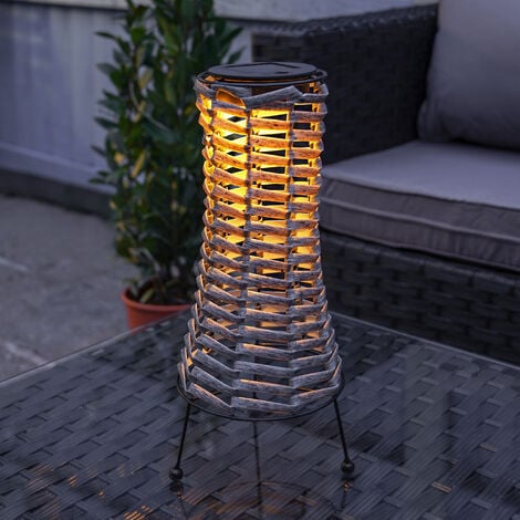 rattan post solar lights