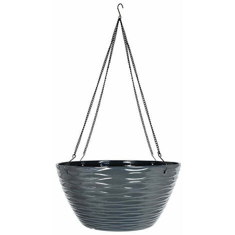 35cm Windermere Hanging Basket - Plastic - L35 x W35 x H17 cm - Charcoal