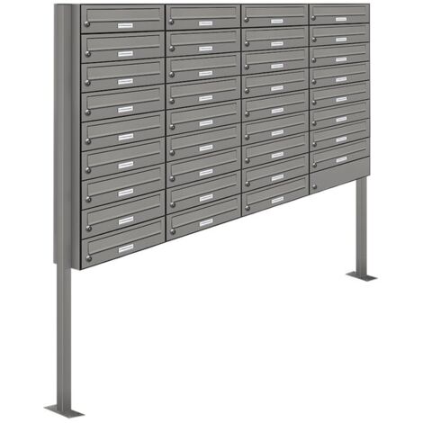 35er Premium Standbriefkasten RAL 9007 freistehend Postkasten Ständer 4x9