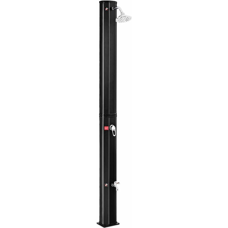 

35L Ducha Solar con Lluvia Cabeza y Grifo de Piscina Jardín al Aire Libre Playa Camping Ducha Exterior hasta 60 ℃ 220 cm Altura Negro