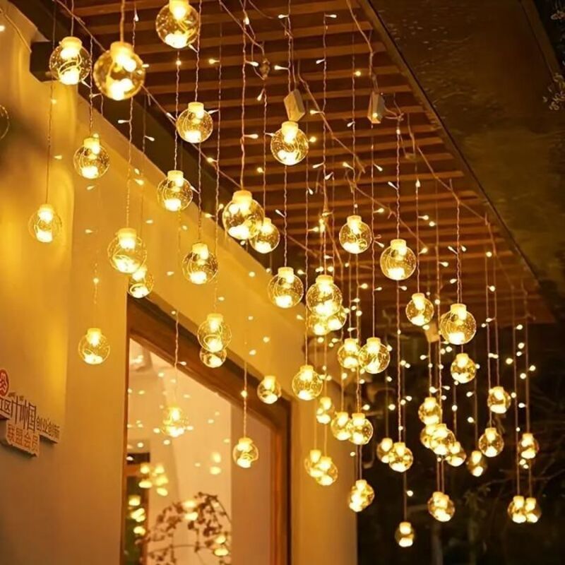 3.5M Guirlande Solaire Exterieur Lumineuse Led avec 108 LED - 12 lumières sphériques claires, IP65 Étanche pour Extérieur Jardin