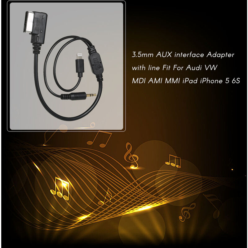 

Asupermall - 3.5mm AUX interfaz de adaptador con la linea para Audi VW MDI AMI MMI iPad iPhone 5 6S