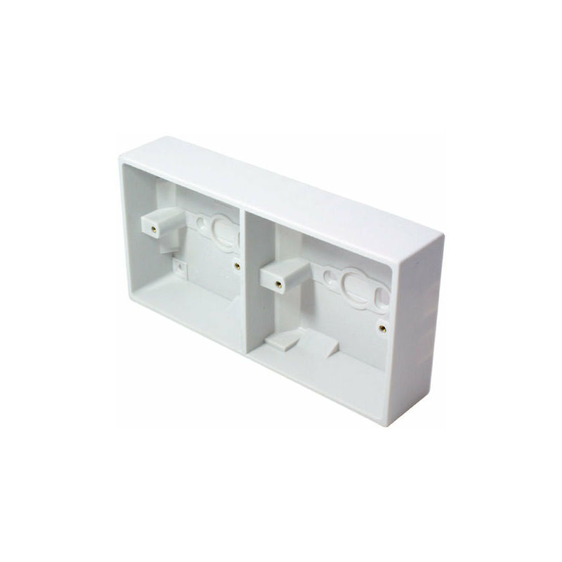 35mm Deep Dual Plastic Surface Mounted Back Box 2 Gang Wall Pattress Outlet