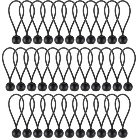 35×Noir Bungee Tendeur Boule(10CM) Corde Elastique pour Bache, Elastique Crochet Portable Durable pour bannière, Bâches, Pavillons,