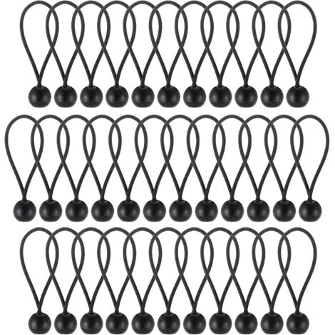 35×Noir Bungee Tendeur Boule(10CM) Corde Elastique pour Bache, Elastique Crochet Portable Durable pour bannière, Bâches, Pavillons, Tentes, Idéales pour Camping et Canotage