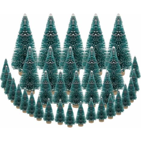 35Pcs Sapin de Noël, Arbre de Noël Artificiel Mini Sisal Arbres avec Base en Bois Idéal pour Décoration Noël, Chambre, DIY, Fête - 4 Tailles longziming
