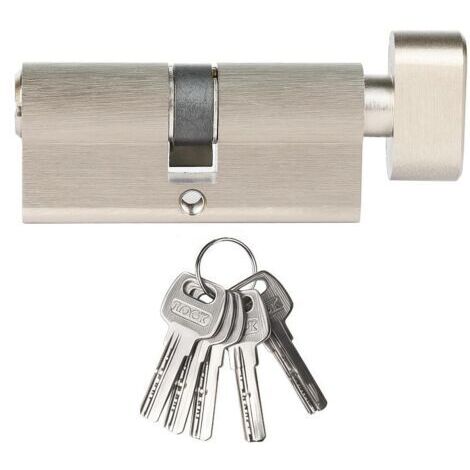 35T/35(70mm) Serrure de barillet de porte en nickel,clé à clé avec clés à fossettes horizontales,serrure à cylindre euro en Alliage d’aluminium,Applicable à composites et UPVC