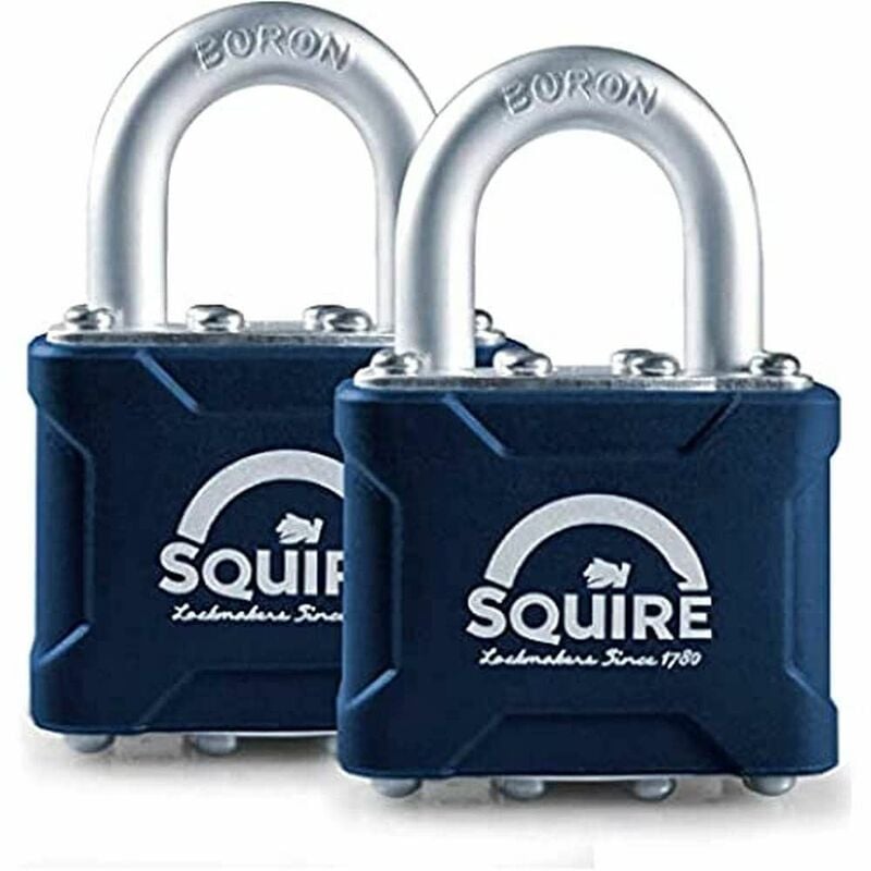 Henry Squire - 35T Stronglock Card (2) Padlocks 38mm Open Shackle Keyed HSQ35T