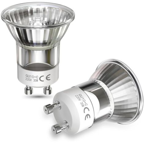 35W Gu10 Ampoules Halogènes, Mr11 Halogène Mini Gu10 35W Lampe À Lave Ampoule 360Lm Dimmable Halogène Réflecteur Ampoule Pour Lampe À Lave - 35Mm De Diamètre - Blanc Chaud 2800K Pack De 2