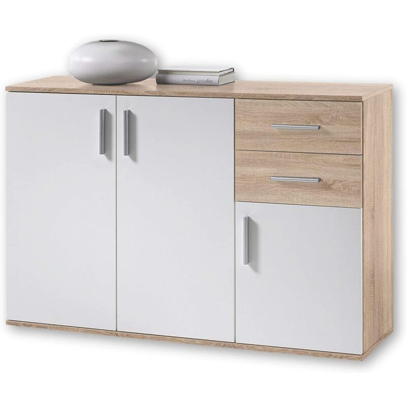 36-102-68 Bobby Sonoma Eiche / weiss Kommode Beistellkommode Sideboard ca. 120 cm-'SW11333'