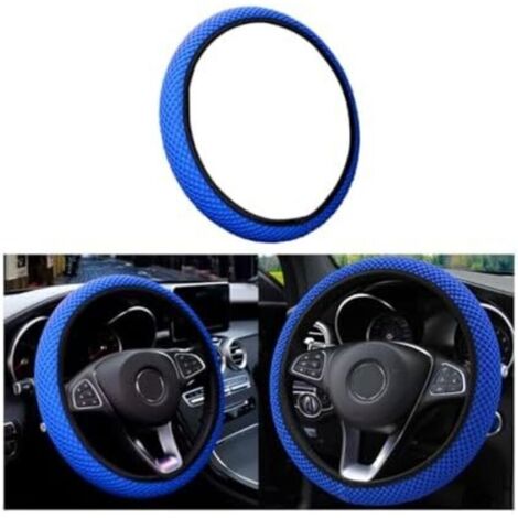 36-40 Couvre Volant Voiture Housse Volant Voiture en Microfibre de Soie Respirante Chaude en Hiver et Fraîche en été Antidérapante Inodore Durables Accessoires Volant Voiture (Bleu)
