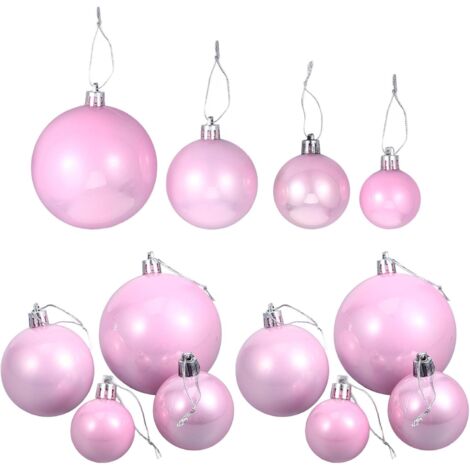 36 boules de Noël roses nacrées à suspendre