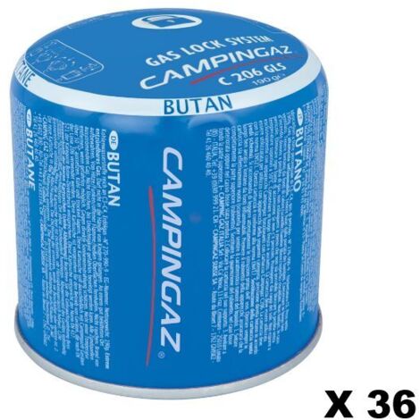 36 CARTUCCE GAS CAMPINGAZ C206 GLS  BUTANO 190GR UNIVERSALE FORNELLO SALDATORE A GAS LOCK SYSTEM