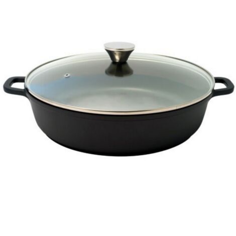 36 cm großer, 6,5 l fassender schwarzer gusseisen-schmortopf - Baumalu - 384941
