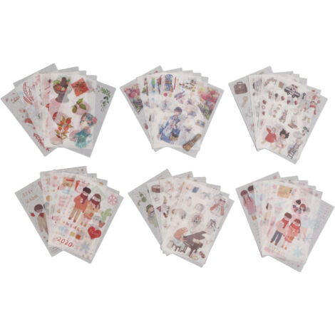 36 Feuilles d'Autocollants Transparents Souples Réutilisables - Stickers Japonais pour Carnet, Journal et Ordinateur Portable