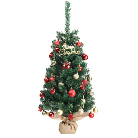 36 in Tabletop Artificial Mini Weihnachtsbaum with Cloth Bag Base for Bedroom Table Desk Porch, Small Xmas Tree with 100 Branch Tips for Home Office Store Holiday Deco, Green