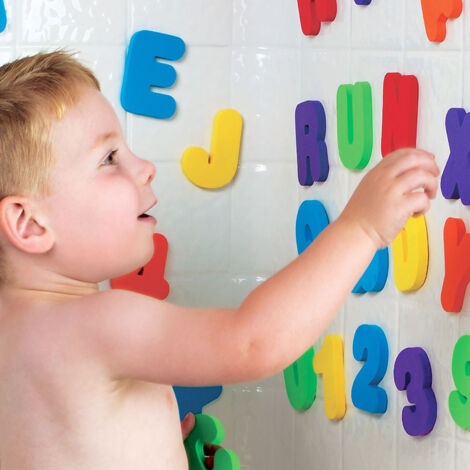 36 Lettres A-Z et Chiffres 0-9 Autocollants de Baignoire Flottants en Mousse Jouets Éducatifs pour Enfants