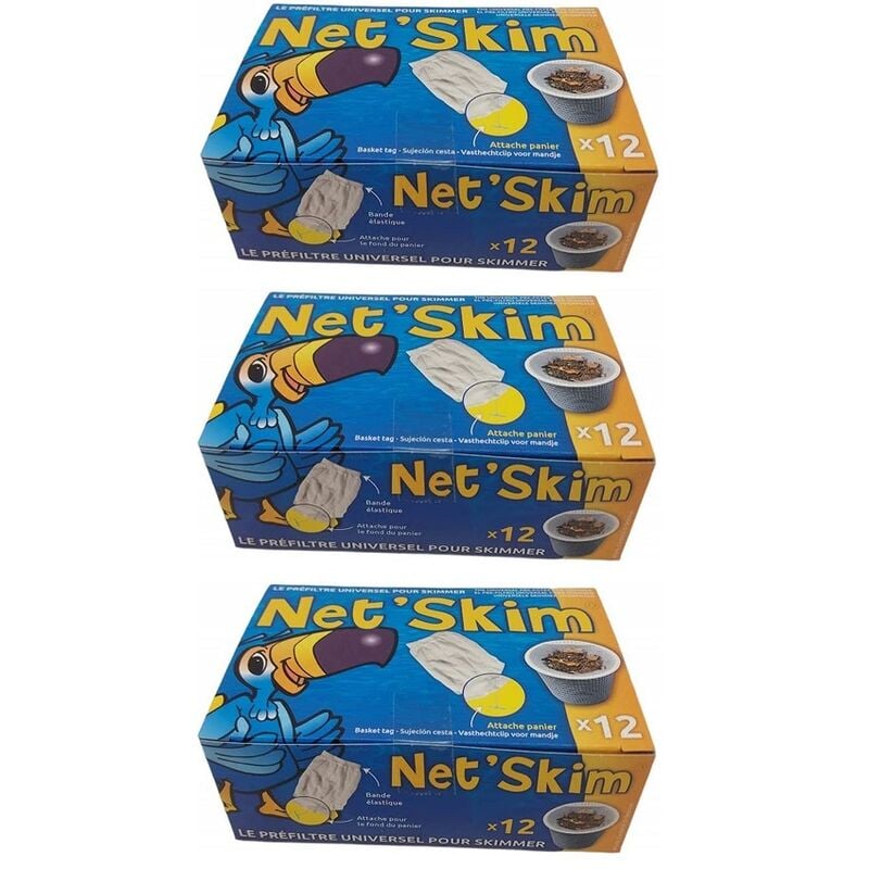 Jardiboutique - 36 net skim, pré-filtre jetable pour skimmer - 3 boites de 12 pieces Netskim de Toucan