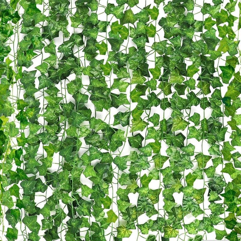 Lling - 36 Pack Guirlandes de Lierre Artificielles Faux Vignes Feuilles de Lierre Artificielles Guirlande de Verdure Vigne Suspendue pour Mur de