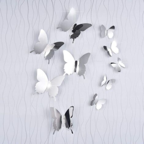 36 pezzi fai da te farfalla specchio combinazione adesivi murali 3D adesivi specchio decorazione per la casa