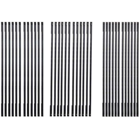 36-Piece 127mm Steel Scroll Saw Blades with Cross Pin, 15/18/24 Teeth, Standard Fine Cut