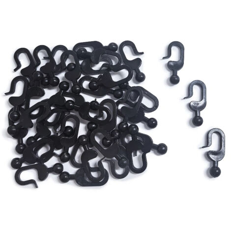36 Pièces Crochets Rideaux Pergola, Noir Plastique Antirouille à Glissement Fluide, Crochets Invisibles Rideaux pour Moustiquaire, Modern Shade