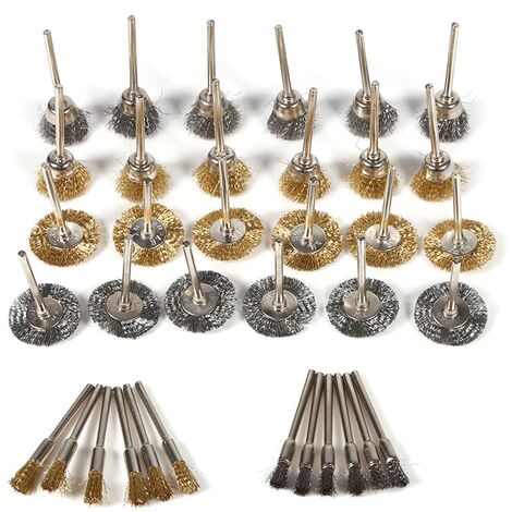 36 pièces en laiton acier fil brosse ensemble stylo coupe roue en forme de polissage nettoyage outils rotatifs Kit complet