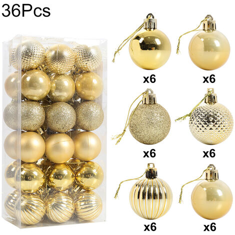 36 Pieces Gold Xmas Ball Christmas Tree Deluxe Bauble Set