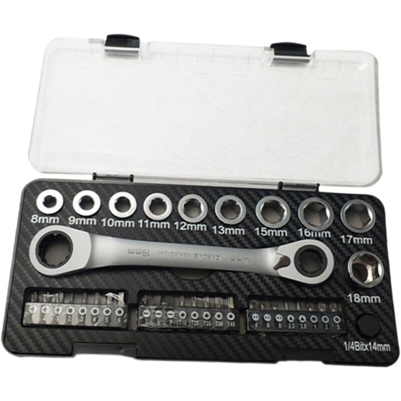 36 pièces jeu de clé à cliquet set, manchon vis lot set Multi - fonction cliquet bidirectionnel