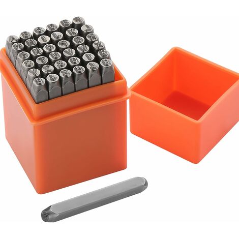 36 Pièces Lettres et Chiffres à Frapper, 3mm Poinçon Lettre Metal, A-Z et 0-9 Lettre a Frapper Metal, Chiffre à Frapper pour Estampage du Métal, du Plastique, du Bois, du Cuir