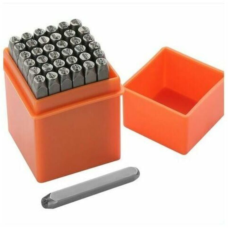 36 Pièces Lettres et Chiffres à Frapper, 6mm Poinçon Lettre Metal, A-Z et 0-9 Lettre a Frapper Metal, Chiffre à Frapper pour Estampage du Métal, du