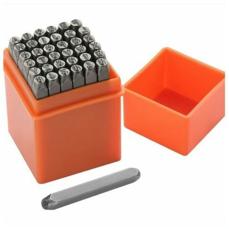 36 Pièces Lettres et Chiffres à Frapper, 6mm Poinçon Lettre Metal, a-z et 0-9 Lettre a Frapper Metal, Chiffre à Frapper pour Estampage du Métal, du