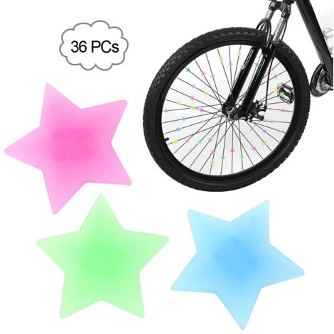 36 pièces perles étoiles pour rayons de vélo enfant, clips décoratifs colorés pour roues de bicyclette
