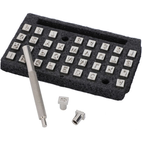 36 Pièces Poinçons à Gaufrer en Cuir avec Lettres, Chiffres et Motifs pour Maroquinerie DIY - Outil de Marquage avec Manche 6,5mm