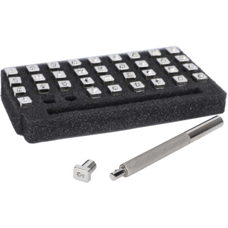 36 Pièces Poinçons à Graver en Cuir avec Lettres, Chiffres et Motifs - Manche Unique pour DIY - Taille 3.5mm
