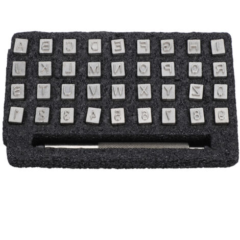 36 Pièces Poinçons en Cuir Lettres Chiffres Motifs pour Maroquinerie DIY Outil de Gaufrage avec 1 Manche 6,5mm