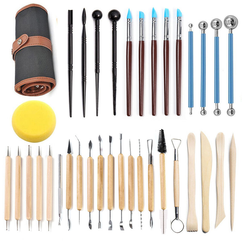 36 Pieces Sculpture Tools, Pottery Tools, Ceramic Tool Sets, Clay Tool Sets, Pottery Tool Set with Storage Bag for Sculpture, DIY, For Beginners or