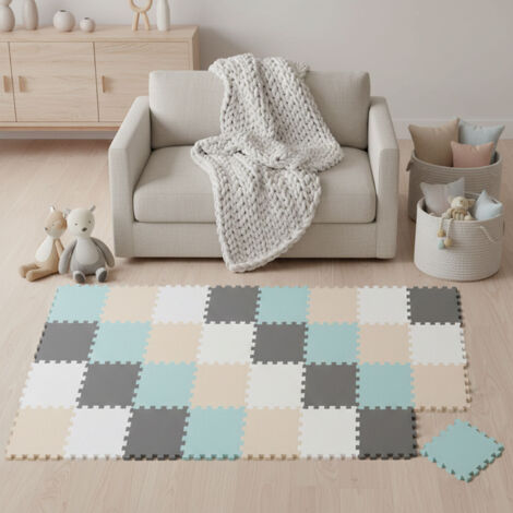 36 Pièces Tapis de Sol Bébé - 30x30 Dalles en Mousse EVA - Carrés Puzzle Enfant