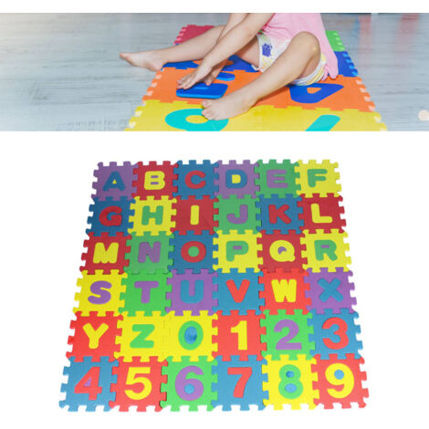 36 pièces Tapis Puzzle Mousse Lettres Nombres Enfants Apprentissage Ludique Coloré Sécurisé Modulable