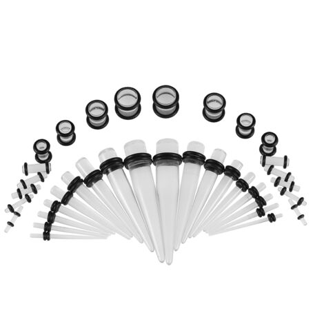 36 pièces Tunnels Chair Acrylique Transparents Kit d'Élargissement 14G-00G pour Stretching d'Oreilles