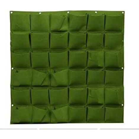 36 Poches Sac à Plantes Mural en Feutre Sac de Plantation Vertical Pot de Fleurs Mural Décoration Suspendue pour Jardin Balcon décoration d'intérieur et d’extérieur(Green)