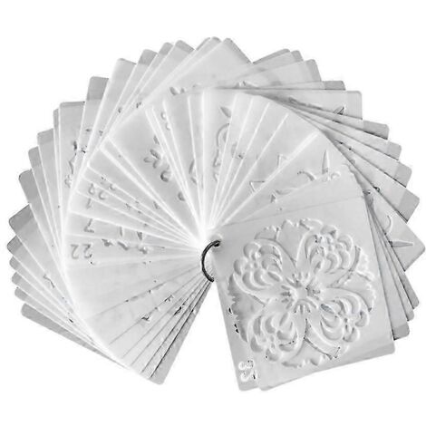 36 pochoirs pour carreaux, pochoirs mandala, modèles de dessin, pochoirs mandala à points, pochoir mandala - 9 x 9 cm - Blanc