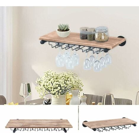 Étagère à Vin Murale à 2 Niveaux De Style Industriel