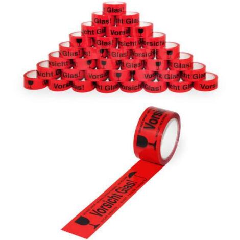 36 Rollen Paketband Packband ''Vorsicht Glas'' 50mm x 66m Paketklebeband leise