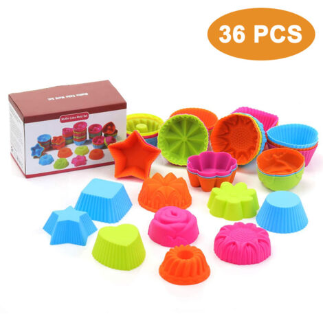 36 Silikon-Muffinformen, wiederverwendbare Silikon-Backformen, Muffin- und Cupcake-Formen (9 Formen)