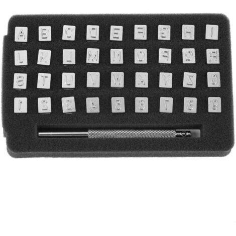 36 Stück 6mm Buchstaben- und Zahlenstempel aus legiertem Stahl für DIY-Lederbastelarbeiten, Druck auf Kunststoff und Holz (6mm)