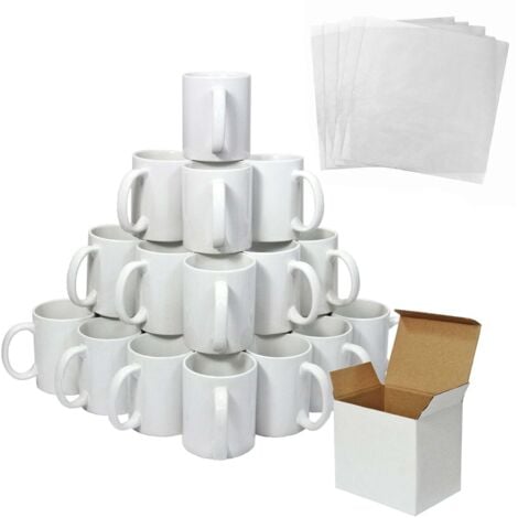 MONSTER SHOP 36 Tasses à Sublimation Blanches 325ml Recouvert En Polymère Vierges Grade AAA Céramique Personnalisé Imprimante Presse à Chaud Boîte à Transport en Carton Lave-Vaisselle Micro-Ondes